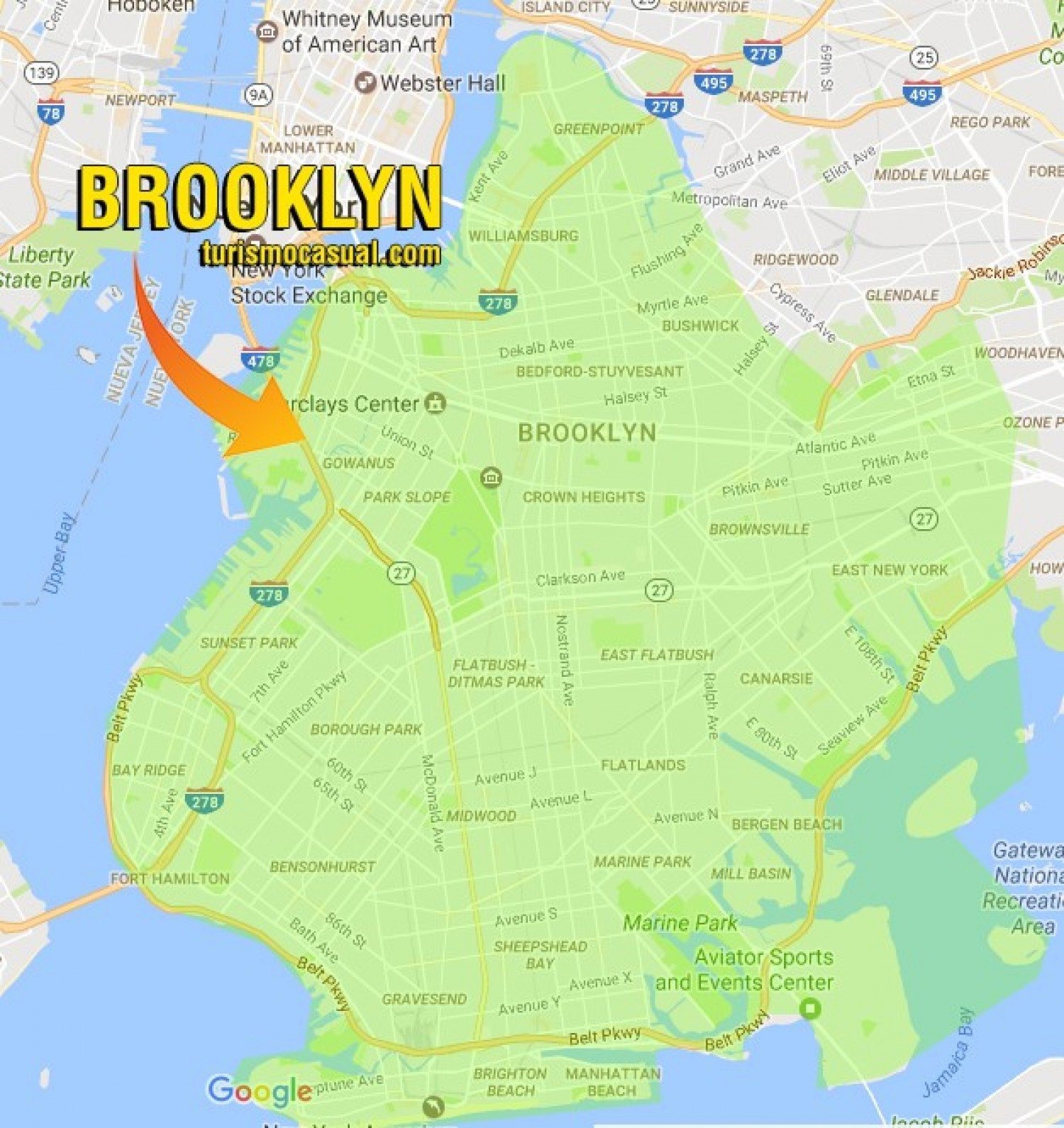 Карта бруклина нью йорк